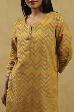 Yellow Viscose Blend Printed Straight Kurta image number 1
