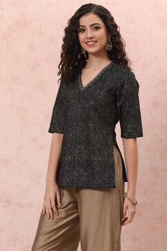 Black Art Silk Short Top image number 2