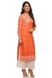 Peach Straight Rayon Kurta image number 2