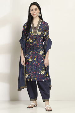 Navy Cotton Straight Set image number 6