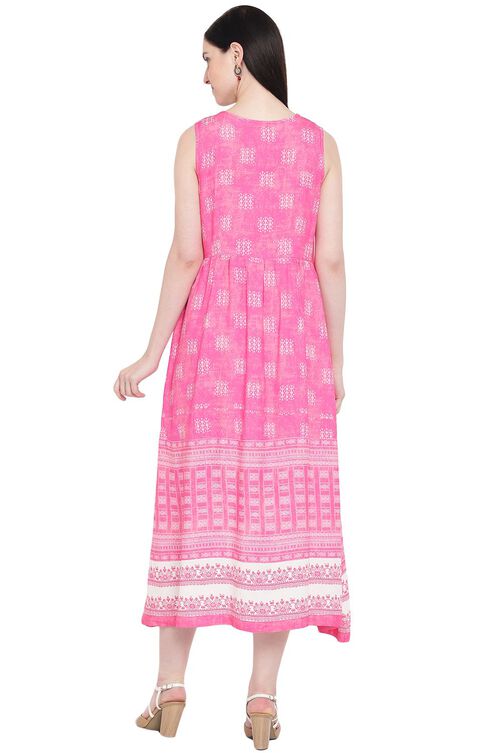 Pink Viscose Flared Kurta image number 4