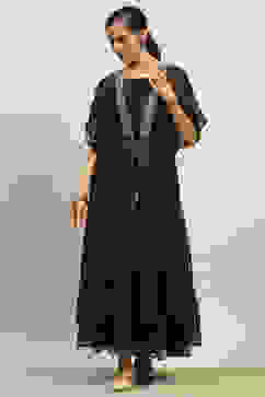 Black Poly Georgette A-Line Printed Top Lehanga Lehenga image number 0