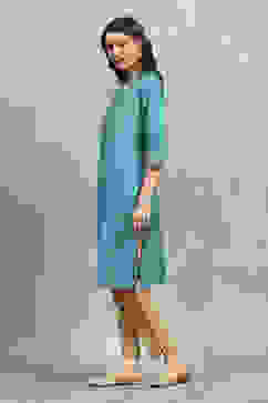 Teal Viscose Blend Solid Straight Kurta image number 2