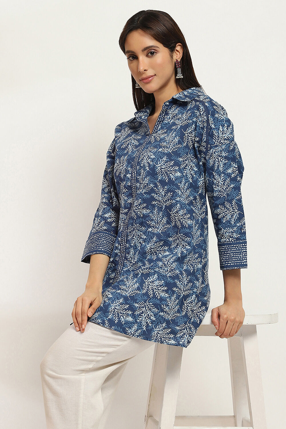 Indigo Cotton Straight Kurti image number 6