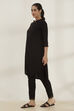 Black Viscose Blend Straight Solid Kurta image number 2