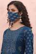 Blue Art Silk Face Mask image number 1