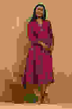 Red Viscose Rayon Printed Kalidar Kurta image number 0