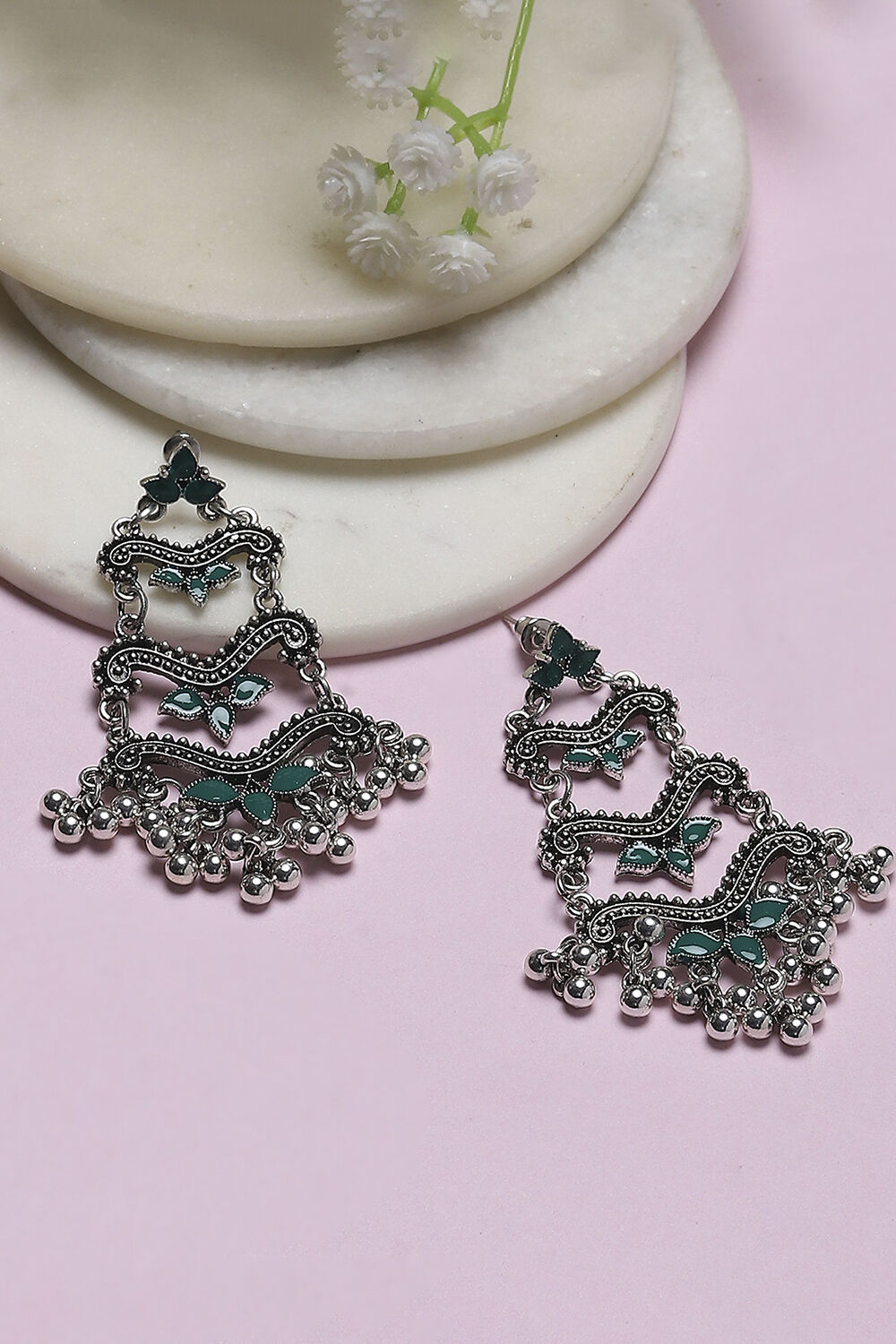 Green Oxidize Alloy Danglers image number 0