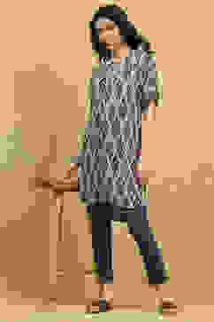 Grey Printed Straight Kurta image number 0