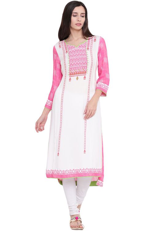 White Rayon Straight Kurta image number 0