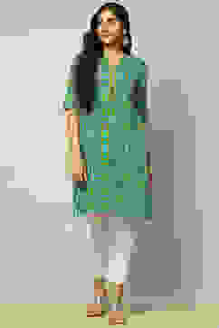 Blue Geometric Printed Straight Kurta image number 5