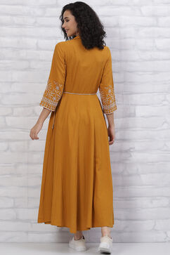 Mustard LIVA Anarkali Dress image number 4