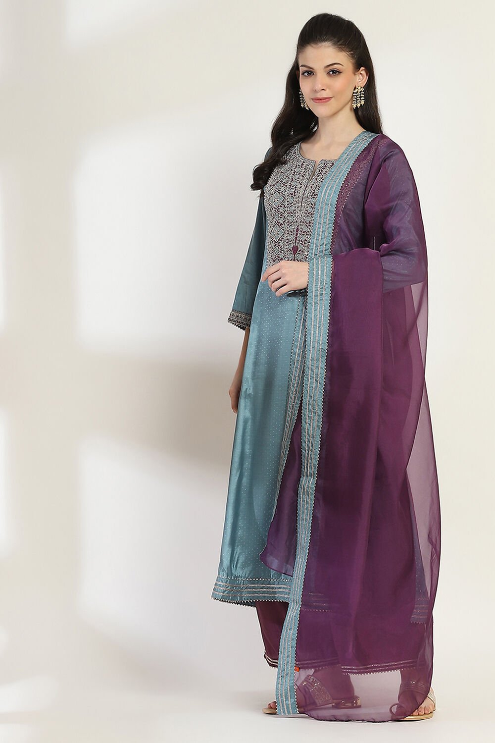 Dusty Blue Viscose Kalidar SET image number 3