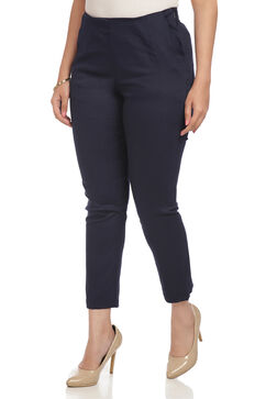 Navy-Blue Art Silk Slim Pants image number 3