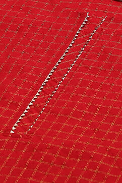 Red Cotton Straight Kurta image number 1