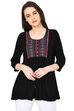 Black Flared Viscose Indie Top image number 0