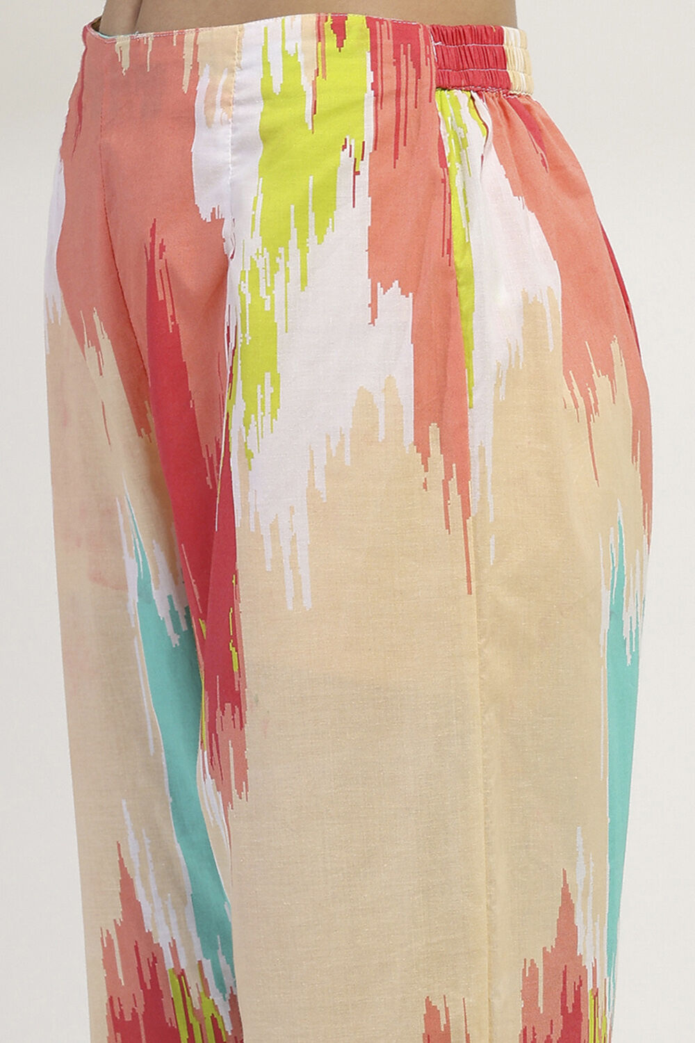 White Cotton Straight Suit Set image number 2