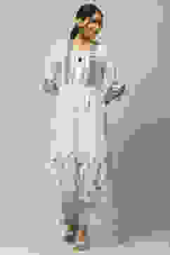 Blue Rayon Tiered Kurta image number 0