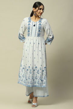 Blue Rayon Tiered Kurta image number 0