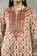 Beige Polyester Printed Straight Suit Set image number 1