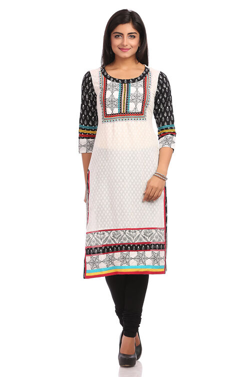 White Straight Cotton Kurta image number 0