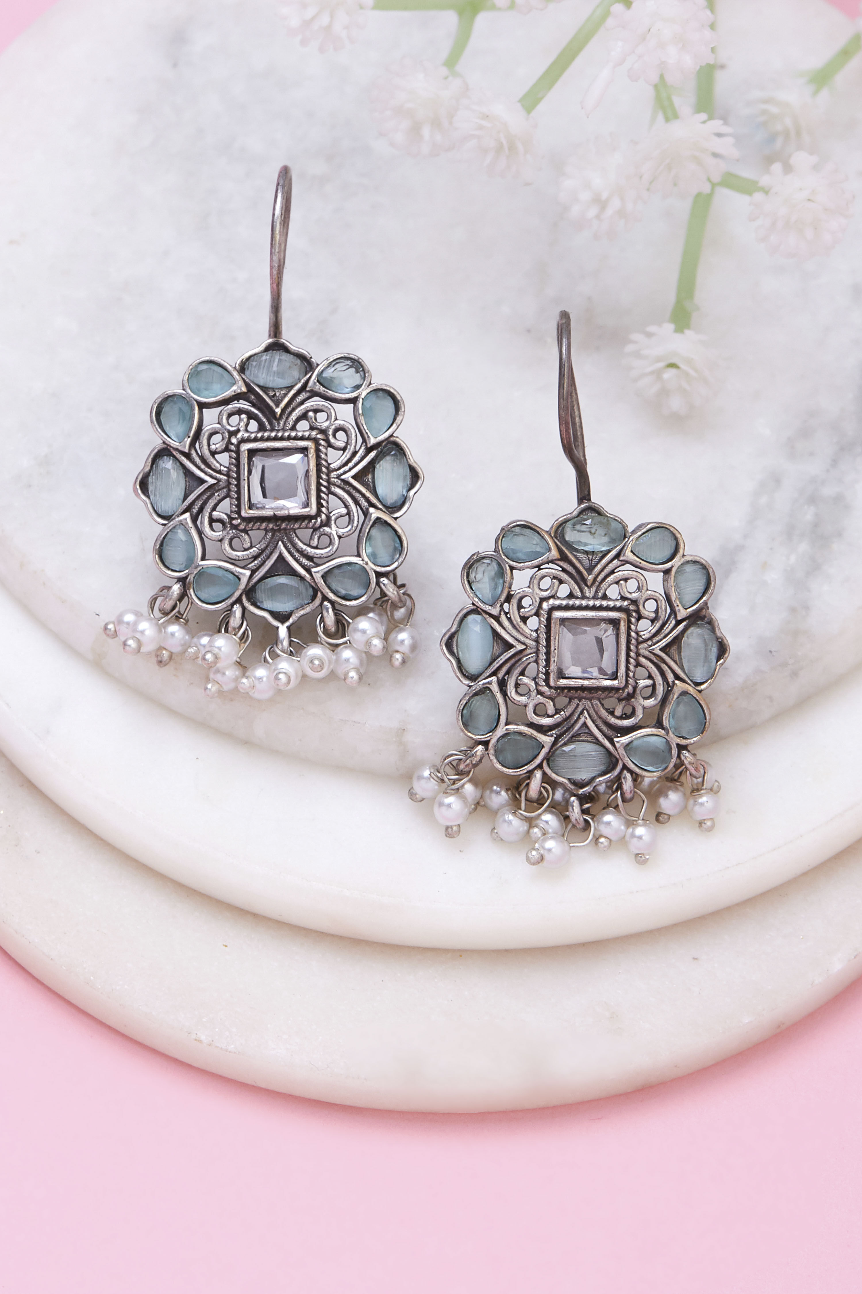 Mint Green Brass Drop & danglers image number 0