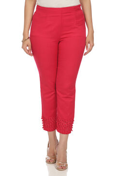 Pink Solid Slim Pants image number 0