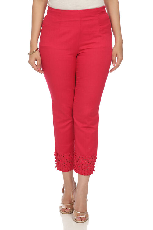 Pink Solid Slim Pants image number 0