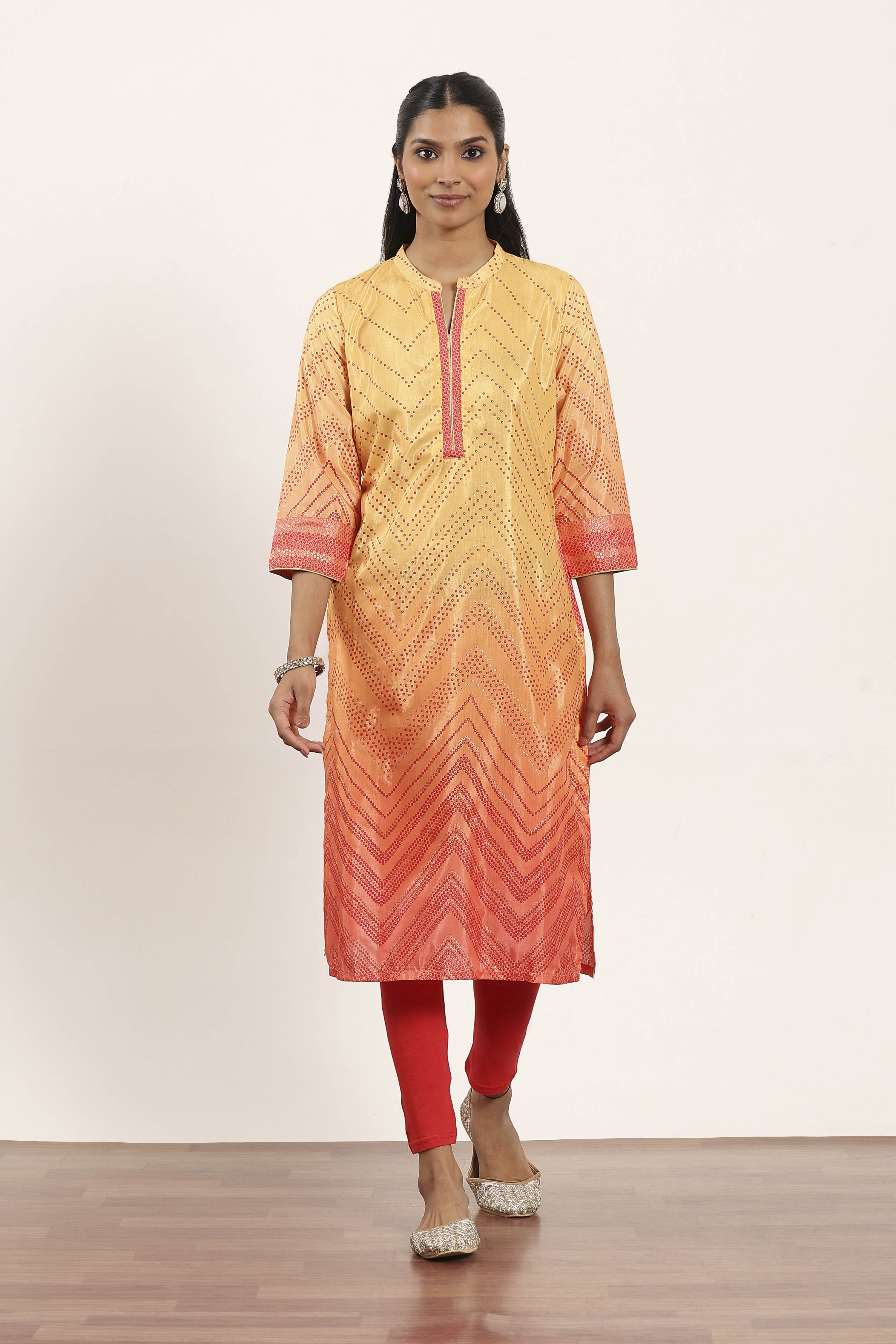 Mustard Polyester Straight Kurta Pants Set image number 6