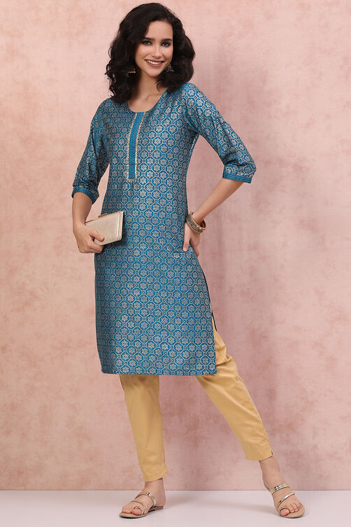 Turq LIVA Straight Kurta image number 5