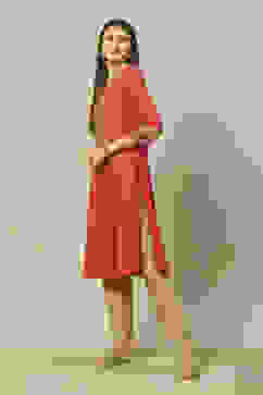 Pink Polyester Straight Printed Kurta image number 2