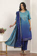 Blue Viscose Polyester Straight Suit Sets image number 6
