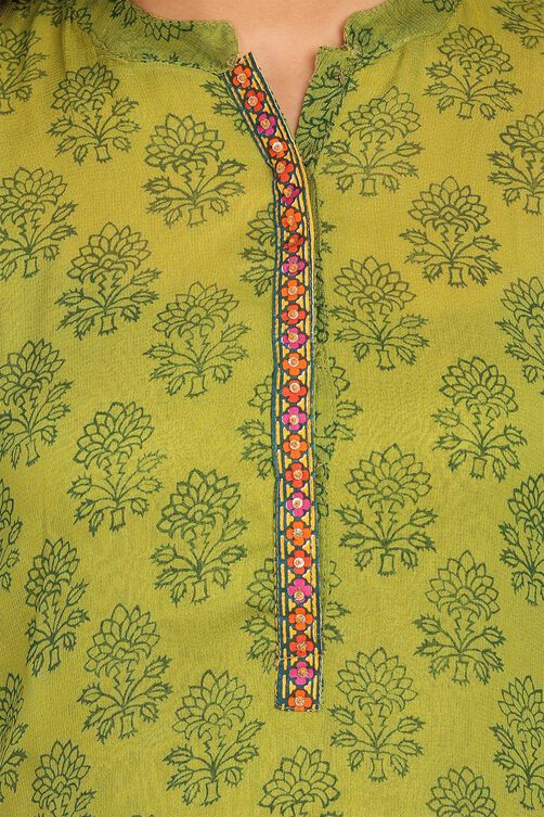 Green Cotton Straight Kurta image number 4