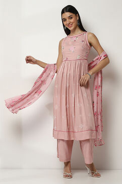Pink Floral Anarkali Suit Set image number 6