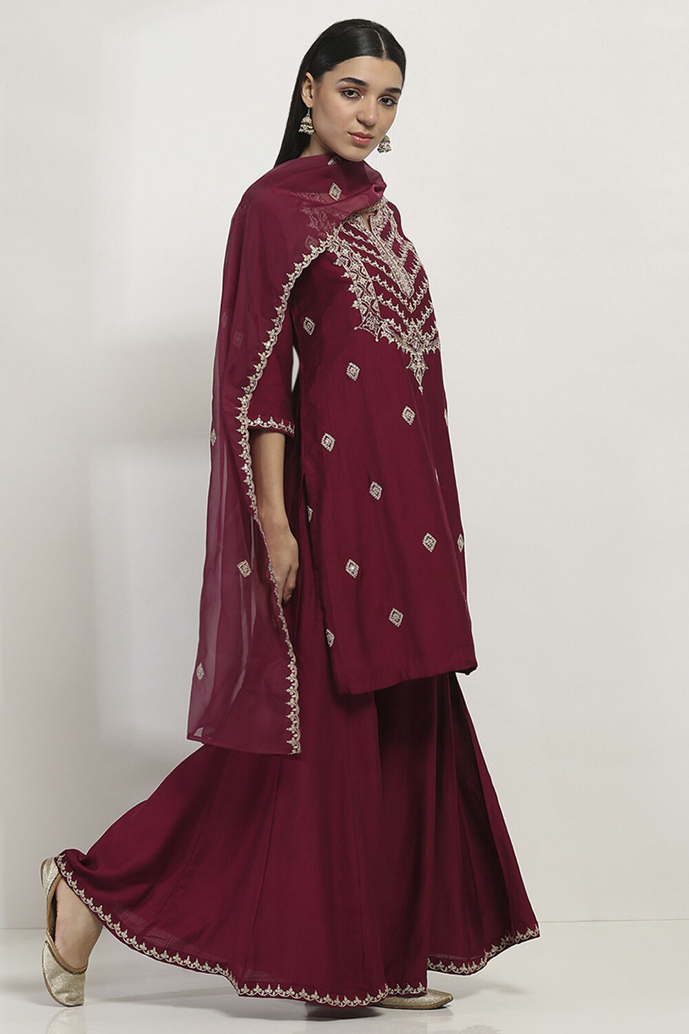 Wine Viscose Blend Straight SET image number 5