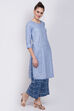 Blue Cotton Straight Suit Set image number 2
