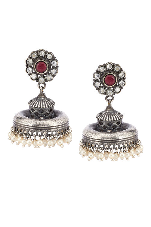 Red Metal Brass Earrings image number 3
