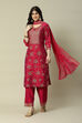 Pink LIVA Straight Printed Suit Set image number 0