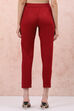 Maroon Poly Cotton Slim Pants image number 4