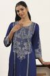 Blue Polyester Straight Kurta Pants Set image number 7
