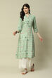 Sage Green LIVA Straight Printed Kurta image number 0