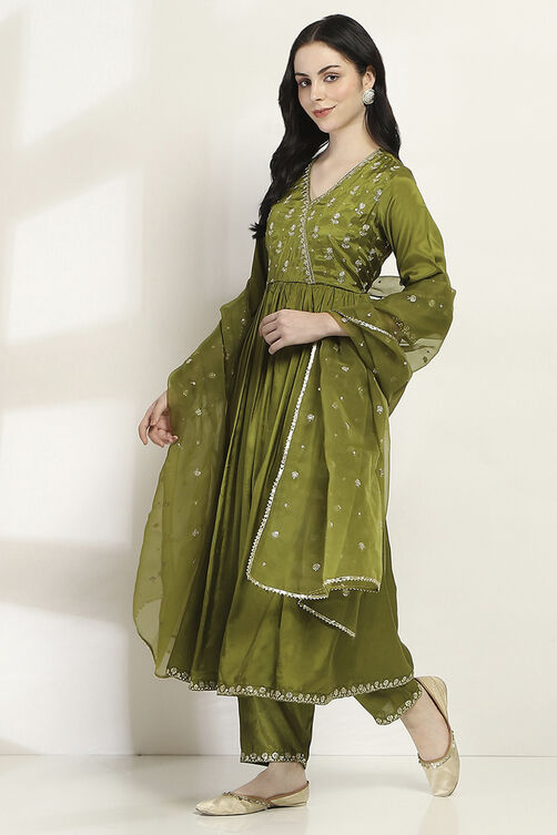 Green Viscose Kalidar Set image number 4