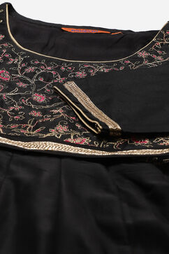 Black Art Silk Kalidar Suit Set image number 1