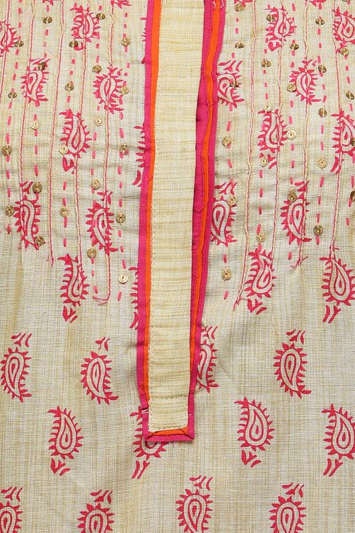 Beige Cotton Straight Kurta image number 4