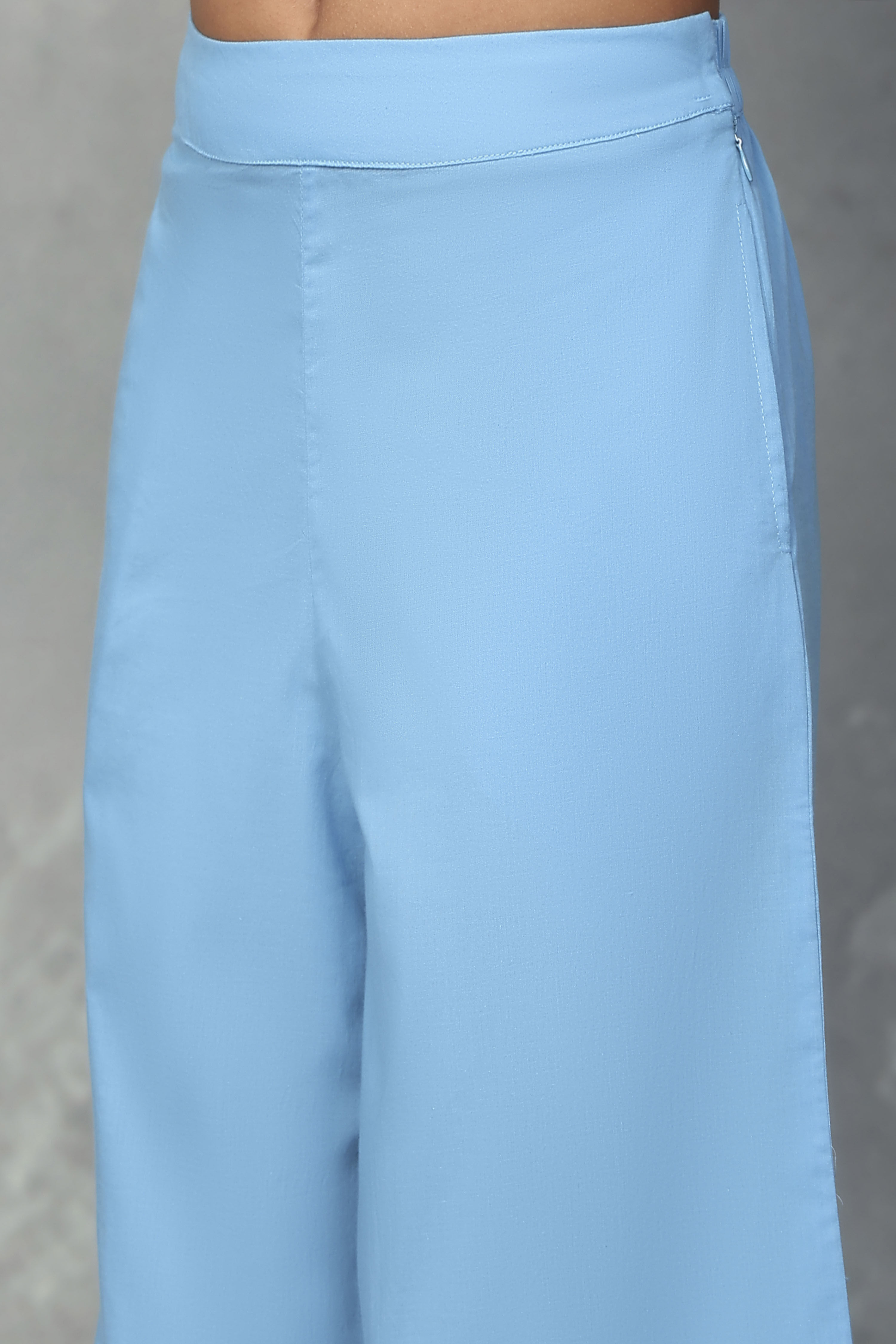 Blue Cotton Printed Kurta Palazzo Set image number 2