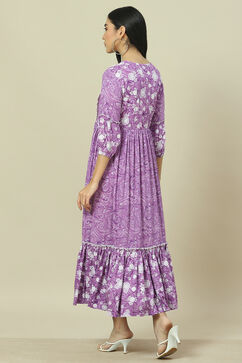 Purple LIVA Tiered Dress image number 4