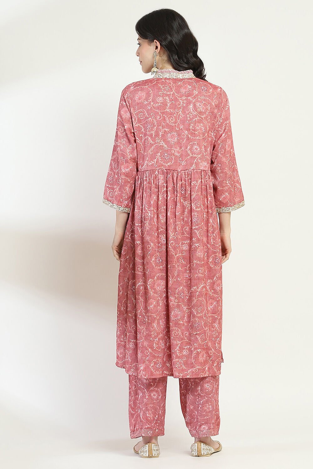 Grey Printed Gathered Suit Set image number 4