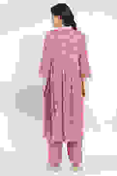 Pink Printed Gathered Suit Set image number 4