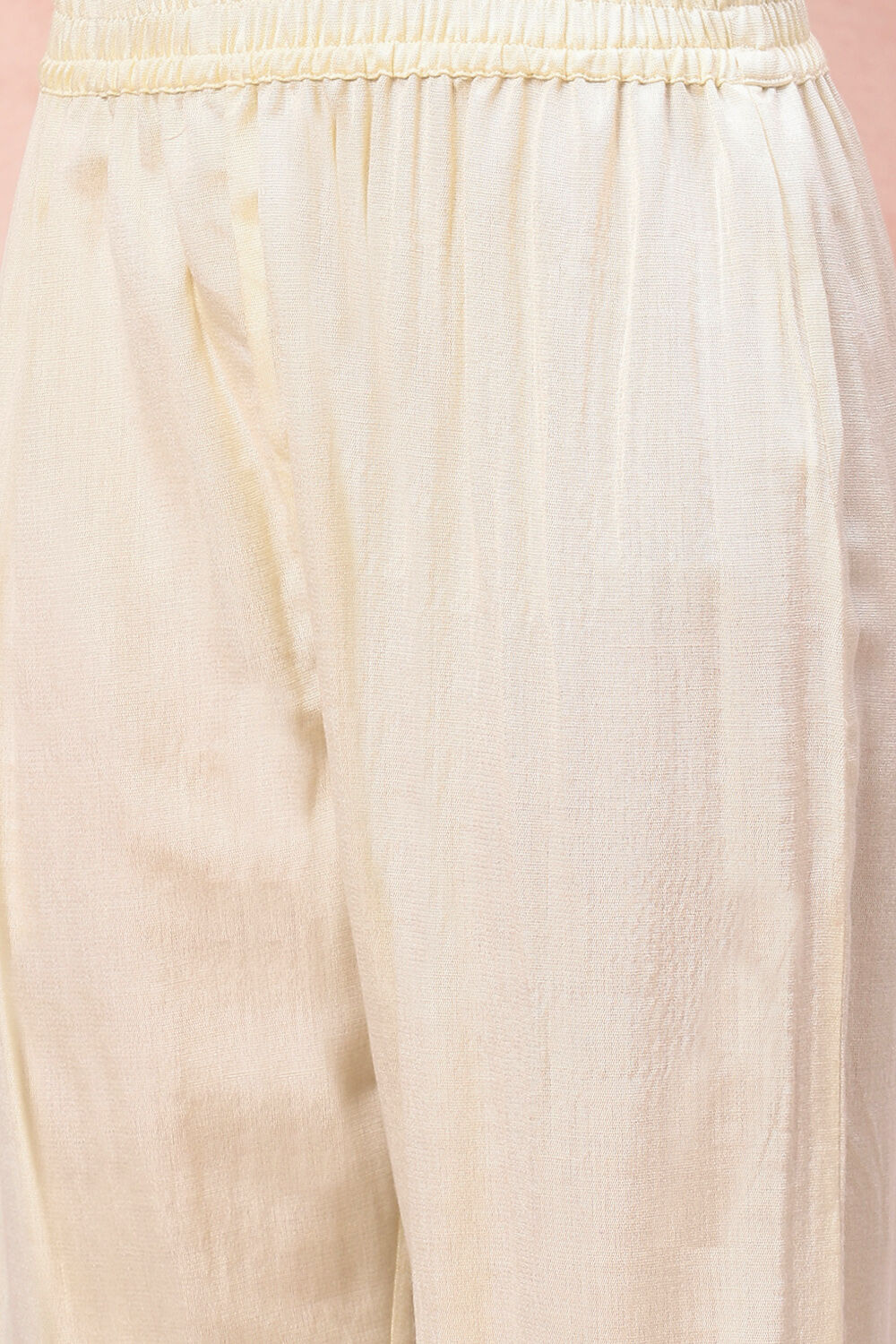 Cream Art Silk Straight Suit Set image number 2