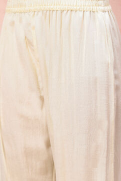 Cream Art Silk Straight Suit Set image number 2